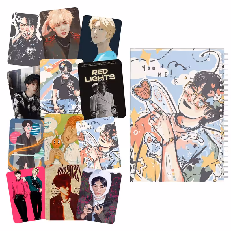 دفتر مشق باژیکان طرح Stray Kids Fanart کد 20211799 به همراه برچسب  مجموعه 12 عددی