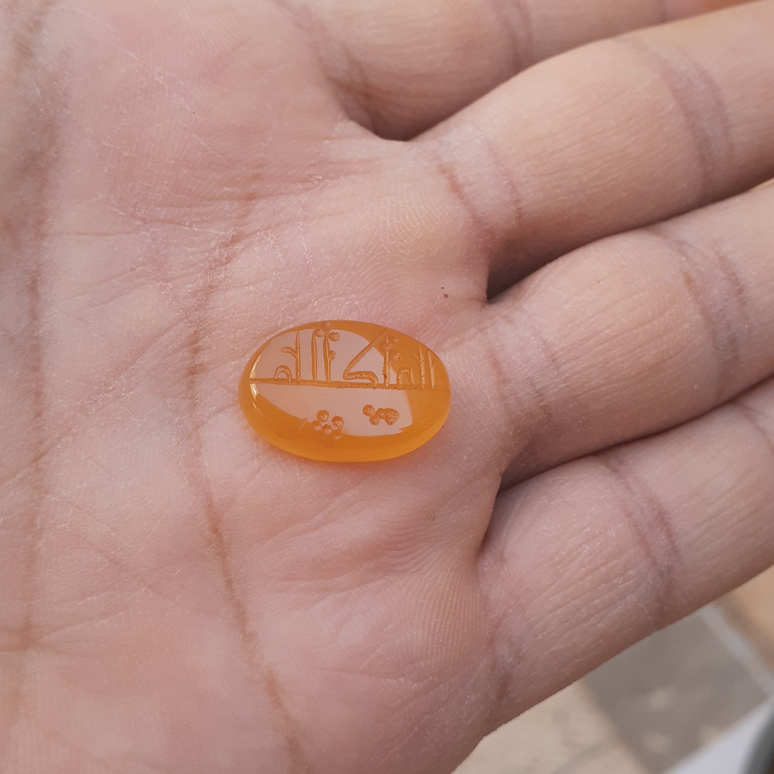 عقیق زرد خطی نگین عقیق با رنگ طبیعی