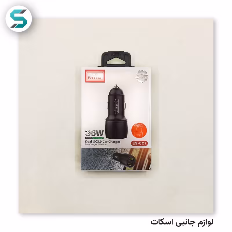 شارژر فندکی ارلدام -  مدل Earldom es-cc7 همراه با کابل تایپسی (Type-c)
