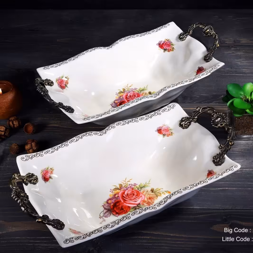 میوه خوری یا کاسه مستطیل چینی گلدار