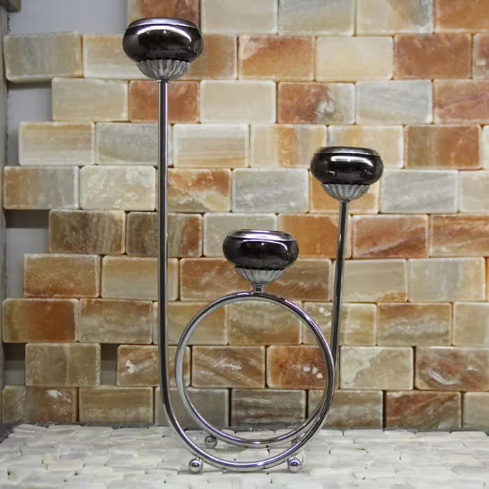 شمعدان  سه  شعله فلور  دکوری جاشمعی  مخصوص کادویی اوپن کنسول و میزتلویزیون 