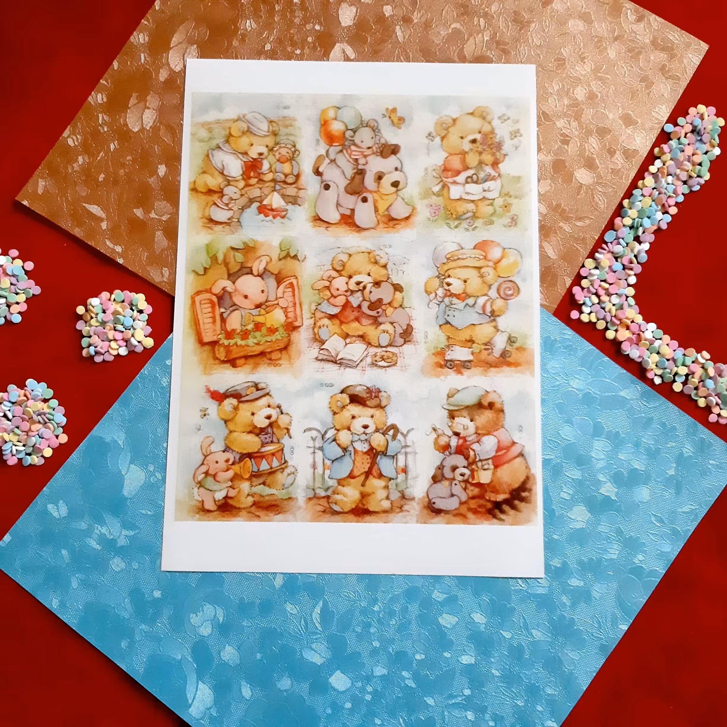 استیکر اسکرپ بوک _ کد 200 _ مدل خرس های تدی _ تم وینتیج