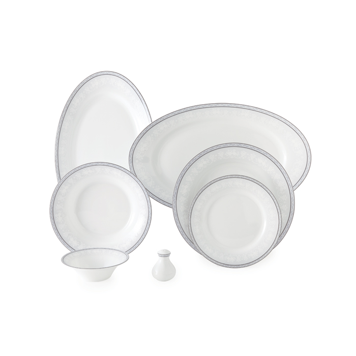 سرویس چینی زرین 6 نفره غذاخوری وایت رز (35 پارچه)