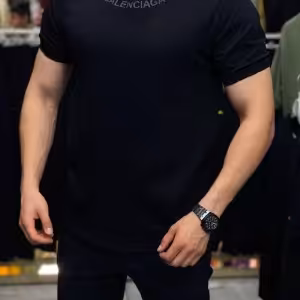 تیشرت - تی شرت یقه گرد مردانه مشکیBALENCIAGA