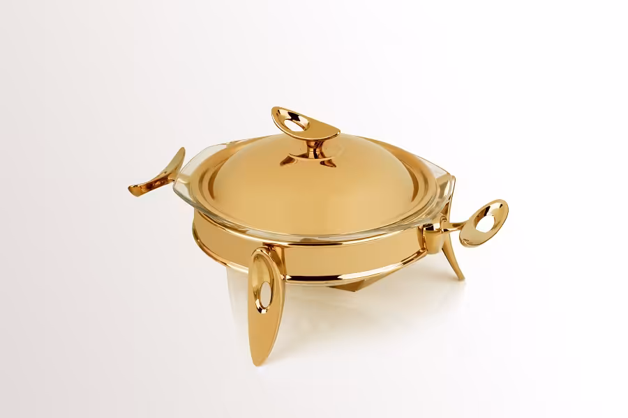 سوفله خوری بیضی طلایی براق متوسط تک استیل 919G