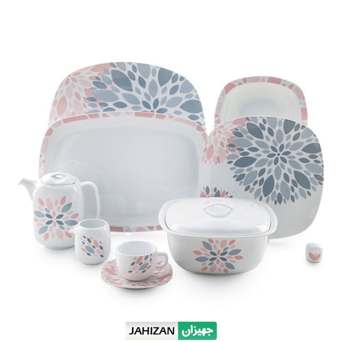 سرویس چینی زرین 98پارچه سلنا صورتی سری کواترو (عالی)