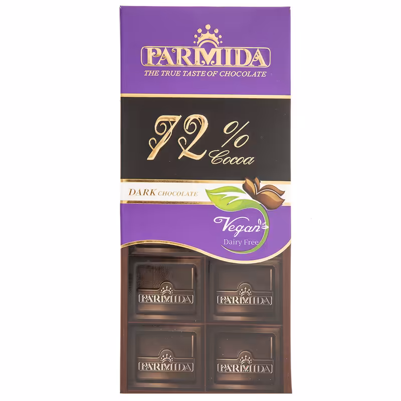 شکلات تلخ 72 درصد پارمیدا مقدار 80 گرم