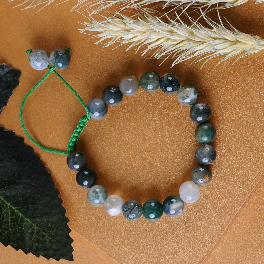 دستبند عقیق خزه ای