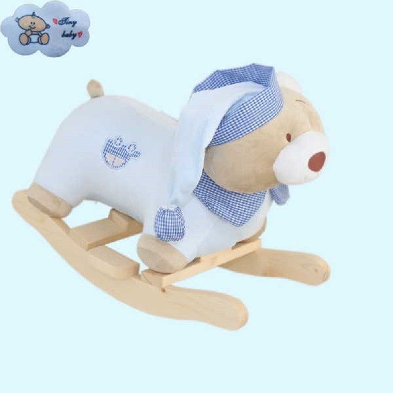 راکر کودک مدل خرس خوابیده جیبدار-صندلی -بدون پرز و الکتریسیته ساکن-صادراتی-رنگ آبی
