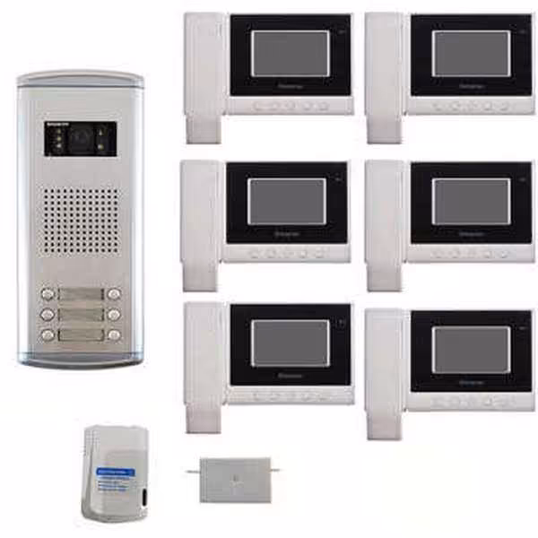 آیفون تصویری سیماران شش واحدی طرح فراز با مانیتور 4.3 اینچ دکمه ای بدون حافظه