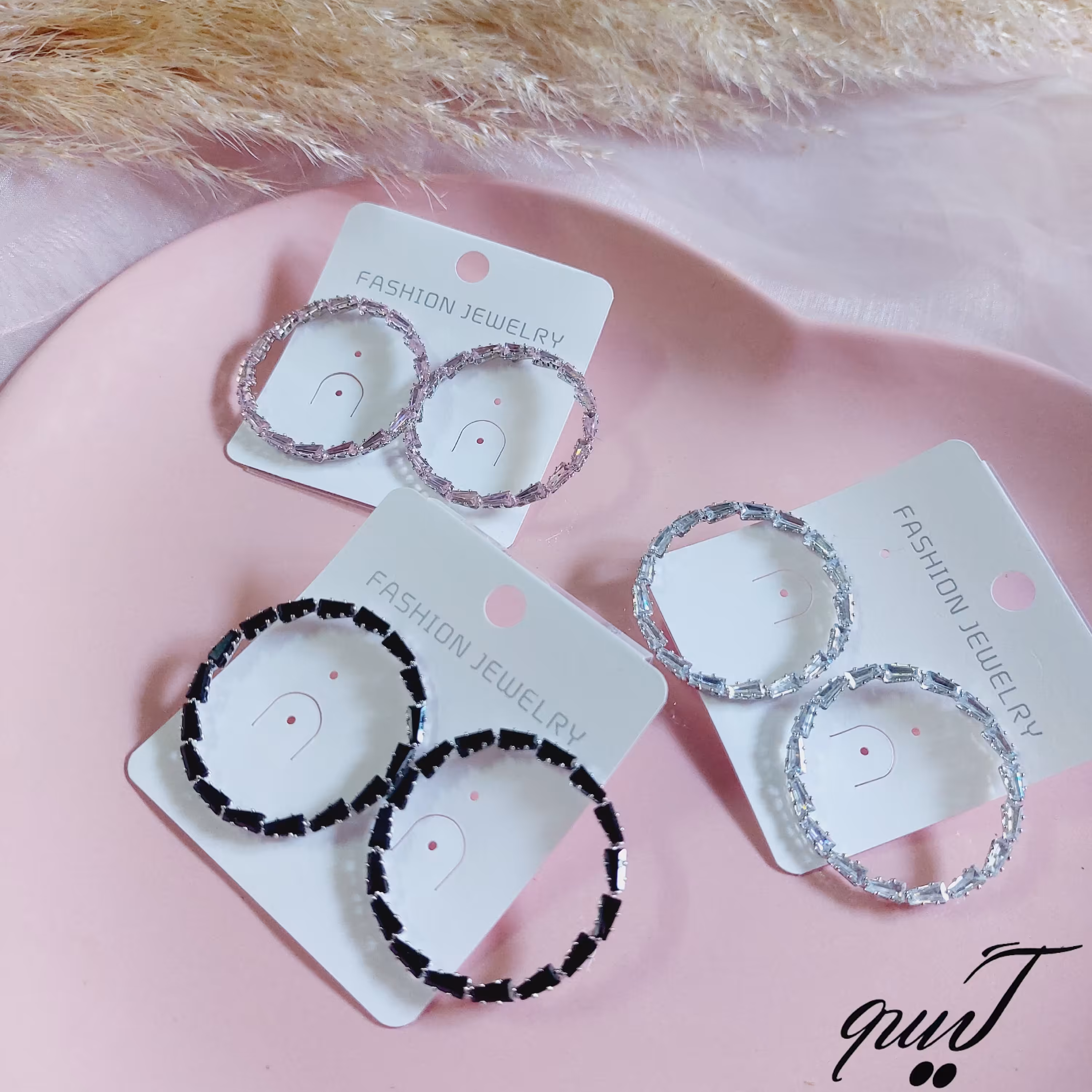 گوشواره جواهری رنگی حلقه ای