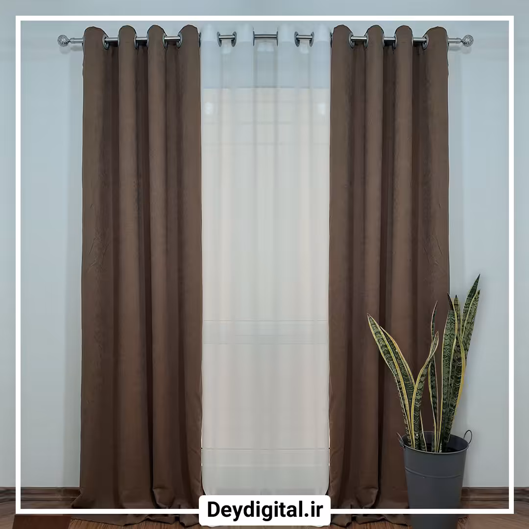 پرده پانچی مخمل کالیفرنیا رنگ نسکافه ای KM961