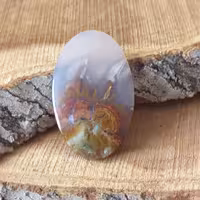 نگین عقیق شجر منظره بیضی