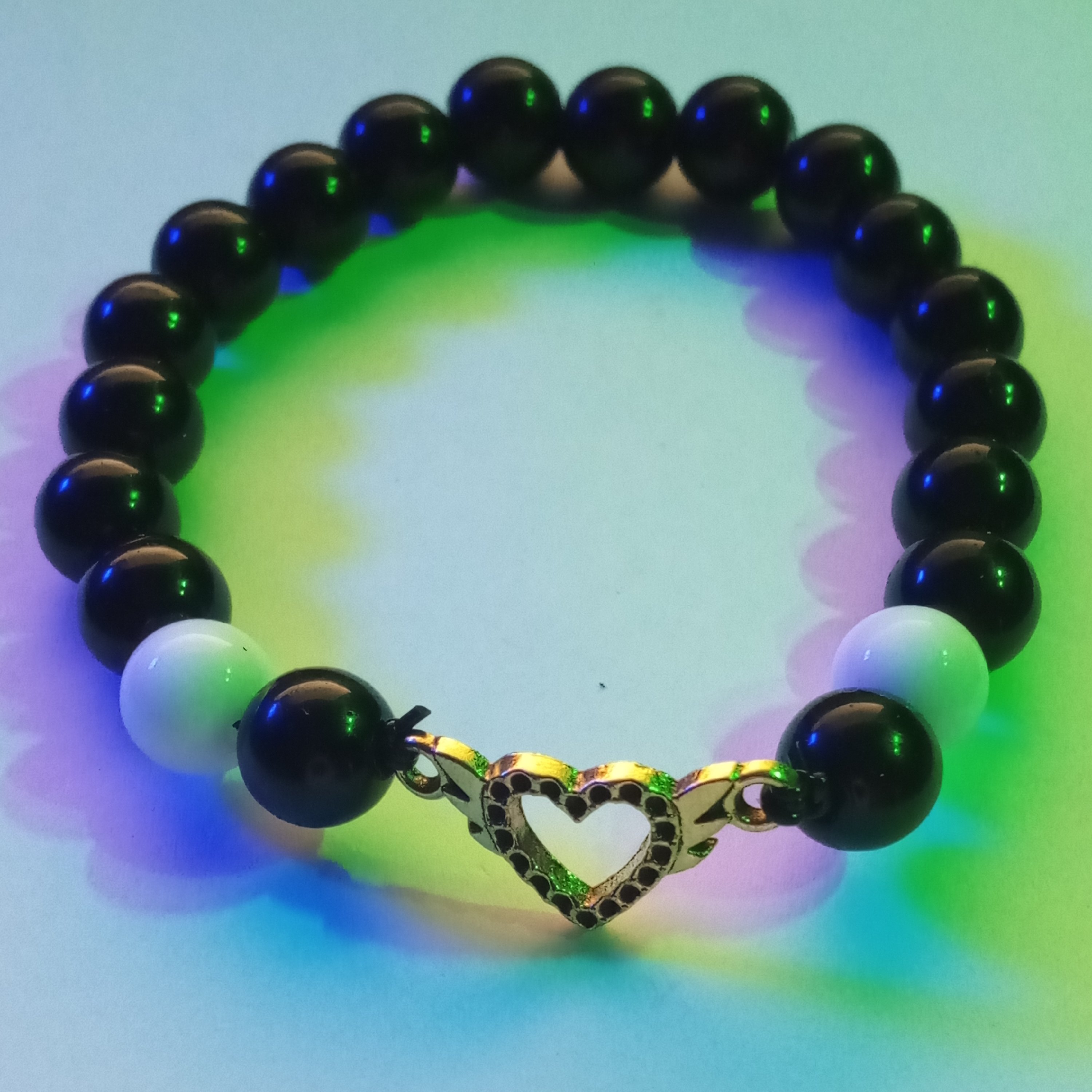 دستبند سنگ انیکس طرح قلب 