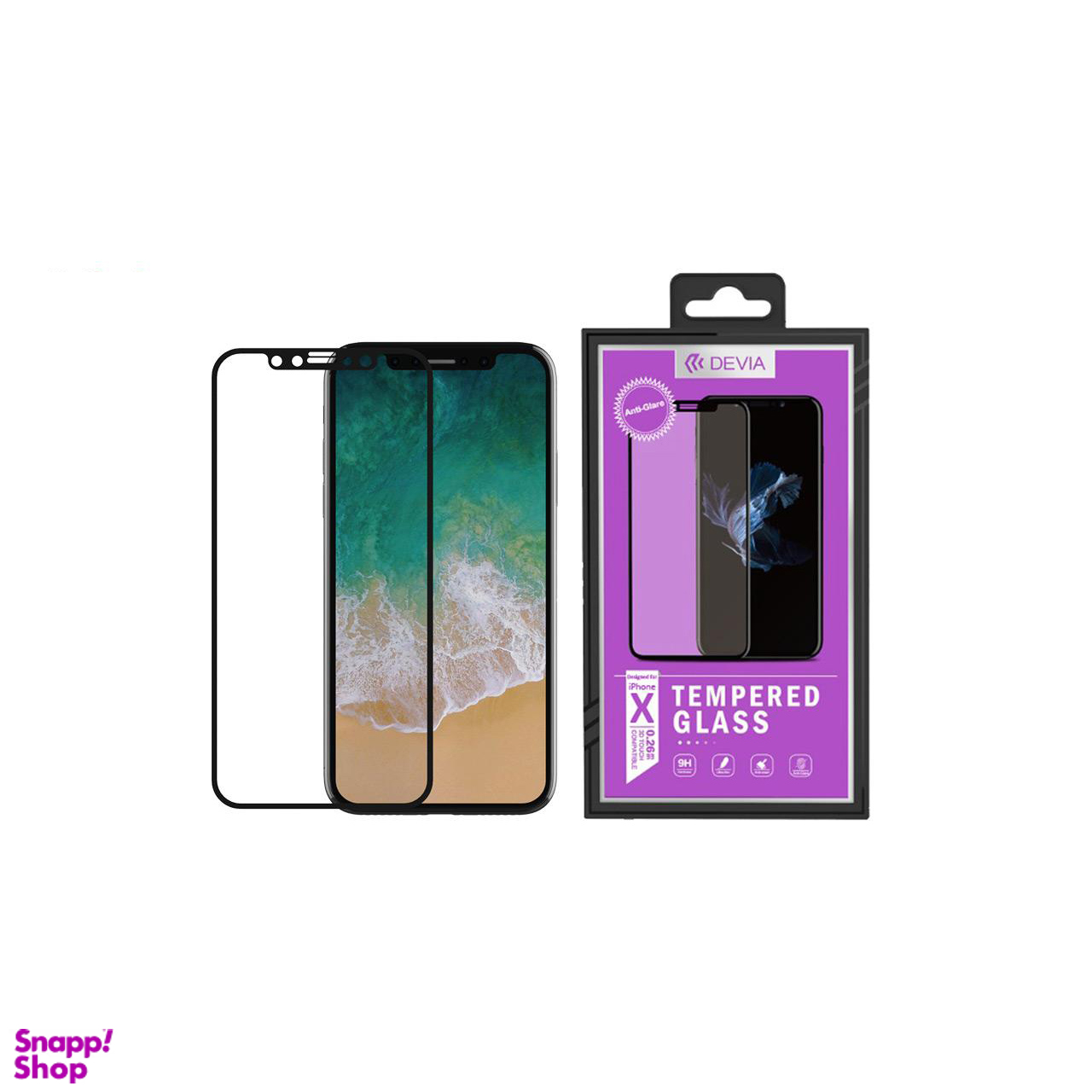 محافظ صفحه نمایش شیشه ای دیویا (De via) مدل Anti-Glare مناسب موبایل اپل iPhone X