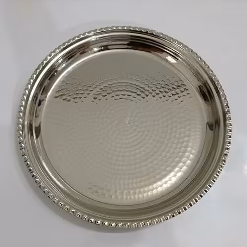 سینی مسی گرد چکش کاری شده آبکاری کروم