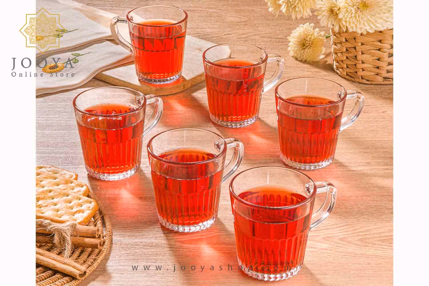 لیوان شیشه ای دسته دار 280 سی سی لیمون