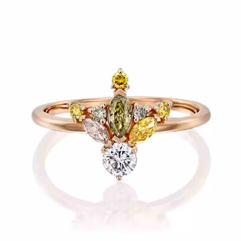 انگشتر طرح تاج ظریف نگین سبز کدB2459