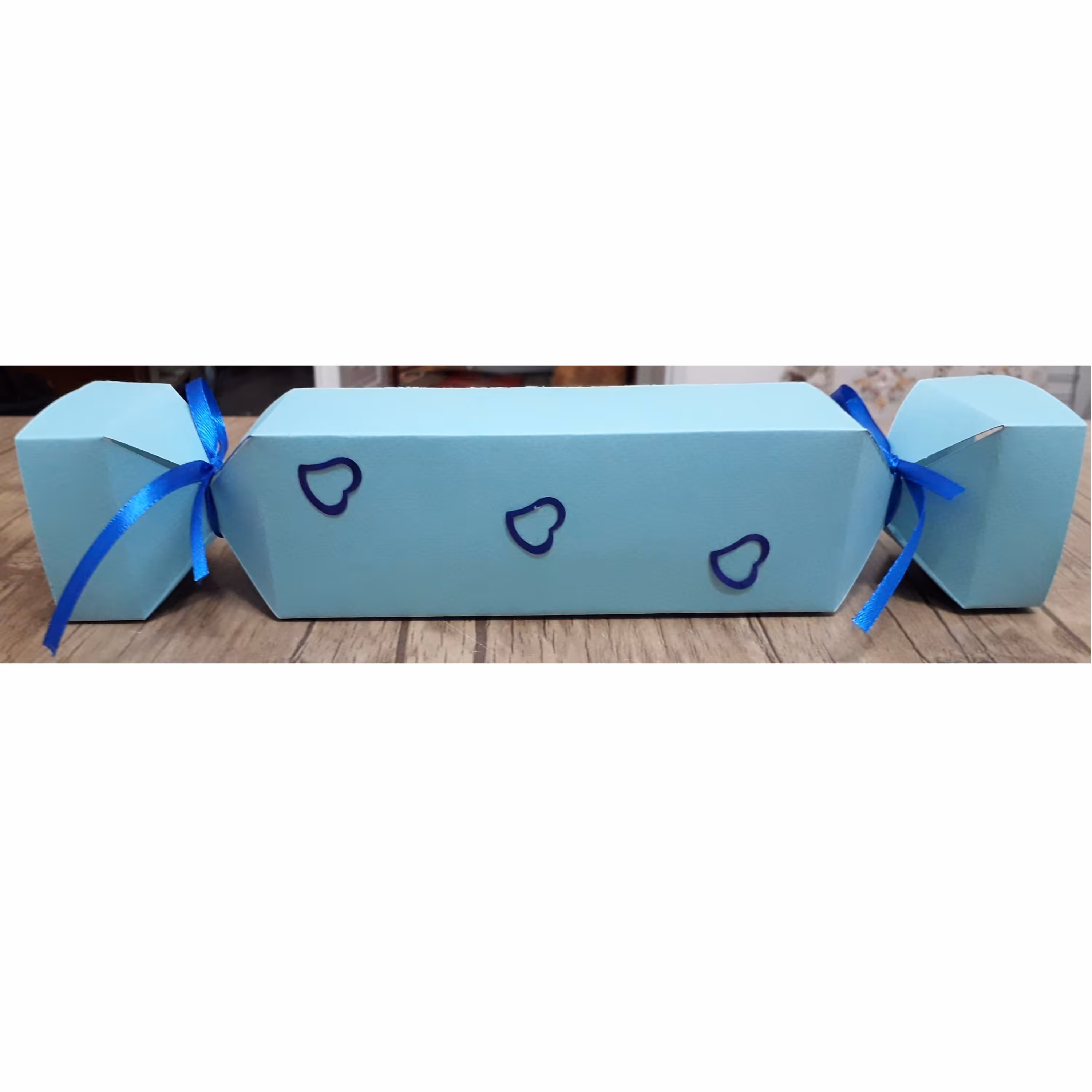 بسته 10 عددی  جعبه کادو طرح شکلاتی سایز 2 رنگ آبی