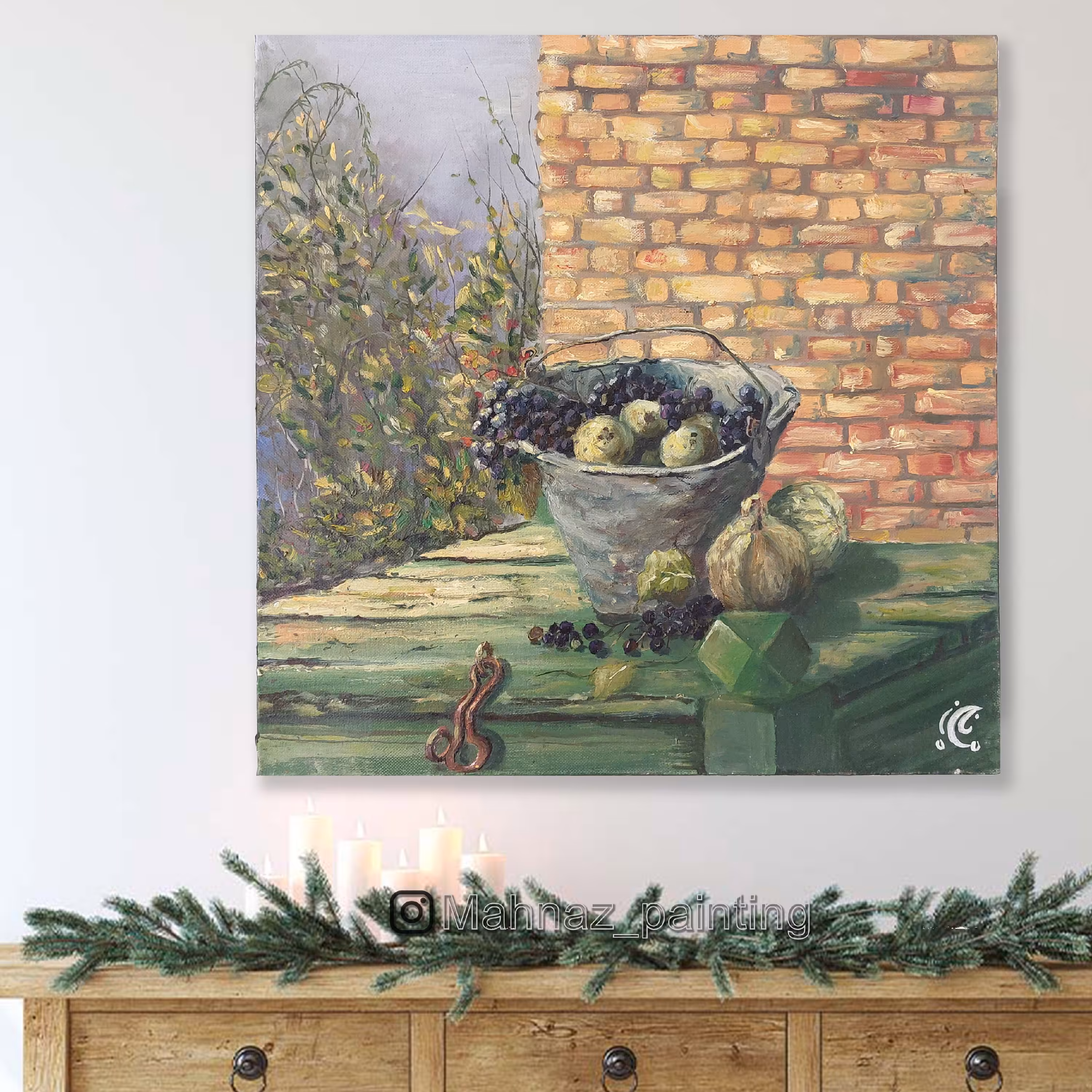 تابلو نقاشی اورجینال میوه های بهشتی(30 در 30) رنگ روغن 