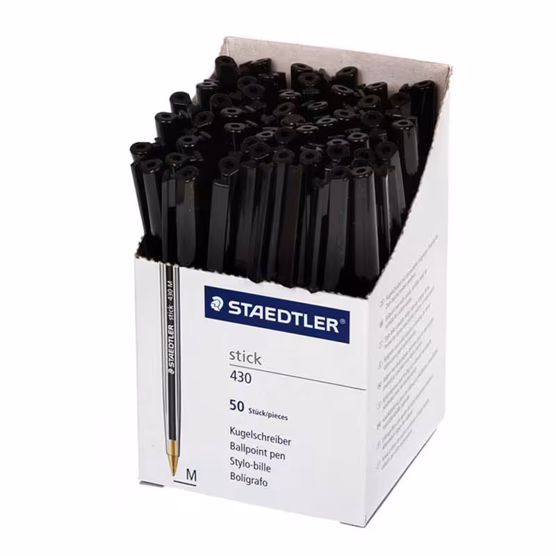 خرید خودکار مشکی استدلر مدل Stick 430M خودکار بسته 50 عددی