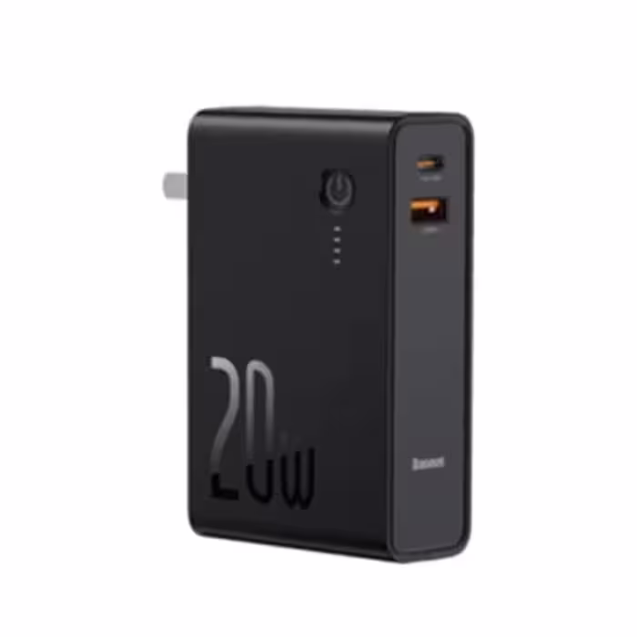 شارژر دیواری 20 وات و پاوربانک 10000 بیسوس Baseus Power Bank Power Station US PPNL010001