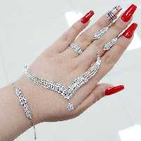 سرویس میکرو زنجیری نقره 925 طرح جواهر ابکاری طلا نگین صورتی