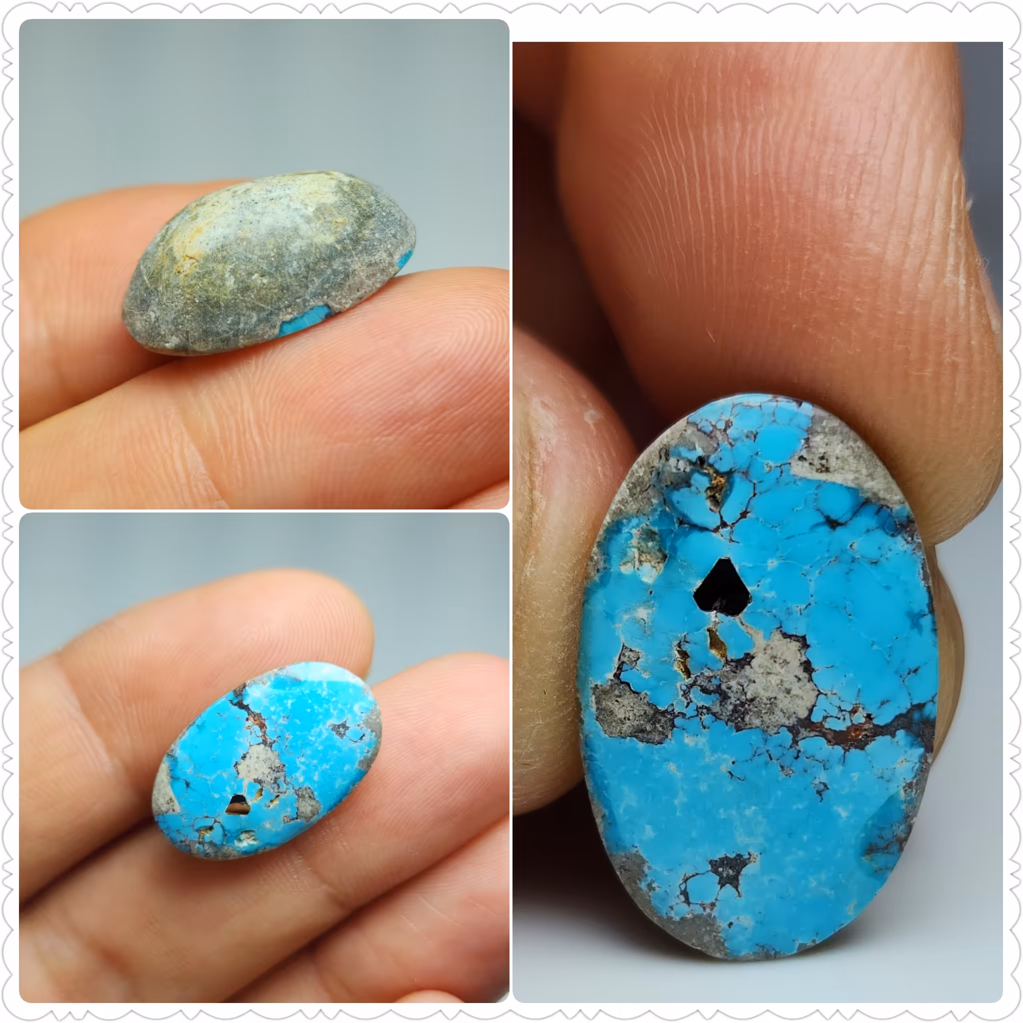 نگین فیروزه رنگ آبی اصل و طبیعی نیشابوری 