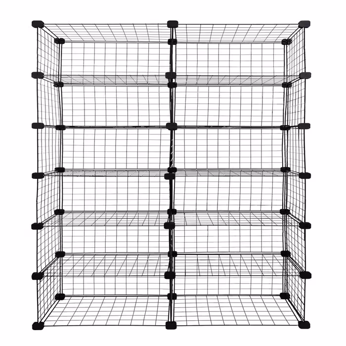 ست قفسه مشبک شش طبقه در دو ردیف سایز 48x32(ارسال پس کرایه و به عهده مشتری)