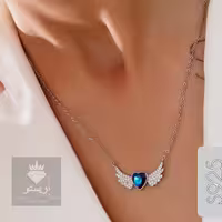 گردنبند نقره قلب بال فرشته  با کریستال سواروسکی  نقره 925 ایتالیایی و آبکاری طلاسفید