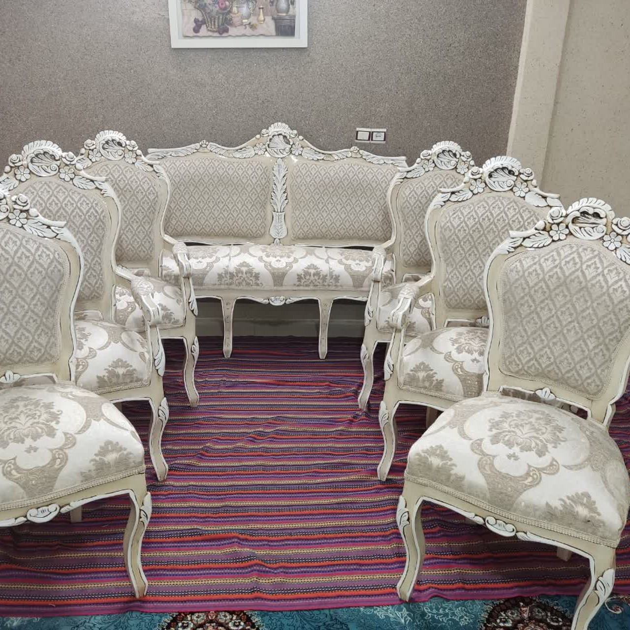 مبل استیل 9نفره استیل چوب راش وگردو (پس کرایه)