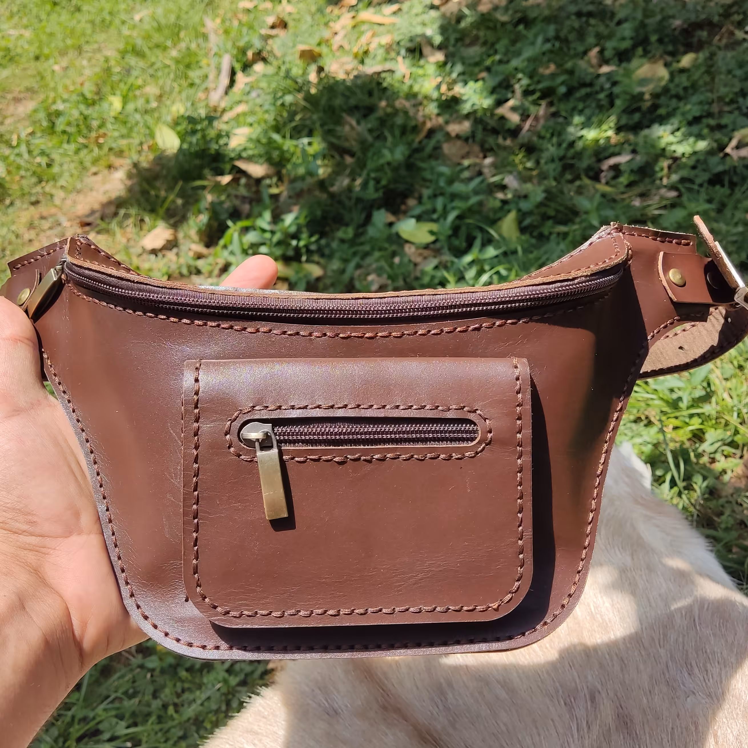 کیف چرم کمری اسپرت دستدوز 