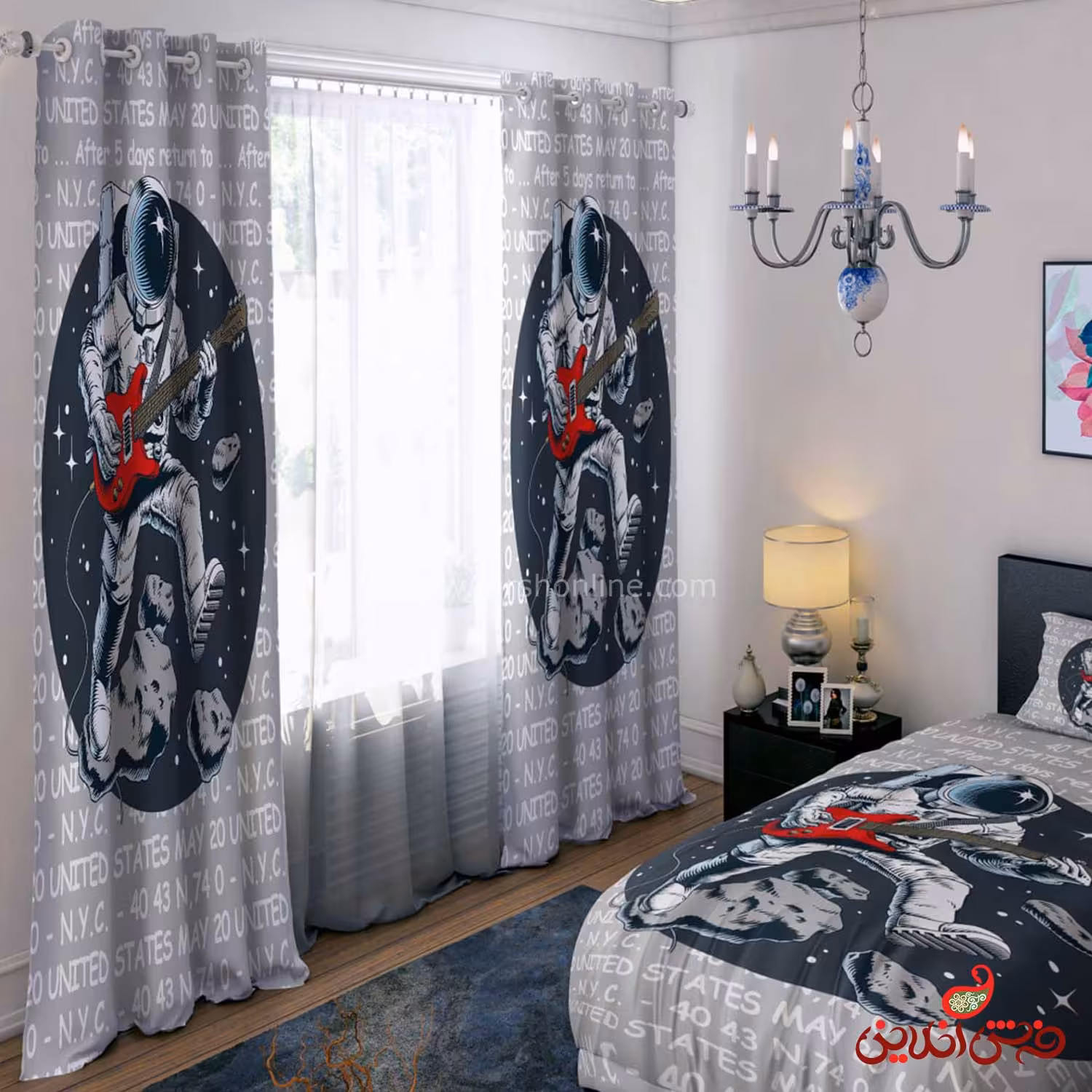 پرده 2 عددی طرح فضانورد کد 140165/1