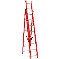 نردبان 6 متری 3 تکه مخابراتی ریلی آلومینومی مستحکم با پایه تعادل 21 پله تک صنعت آلوم پارس پله با پله 3 سانتی 