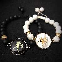 ست دستبند ماه تولد دختر و پسر و زنانه و مردانه اونیکس مشکی و سفید اسپرت