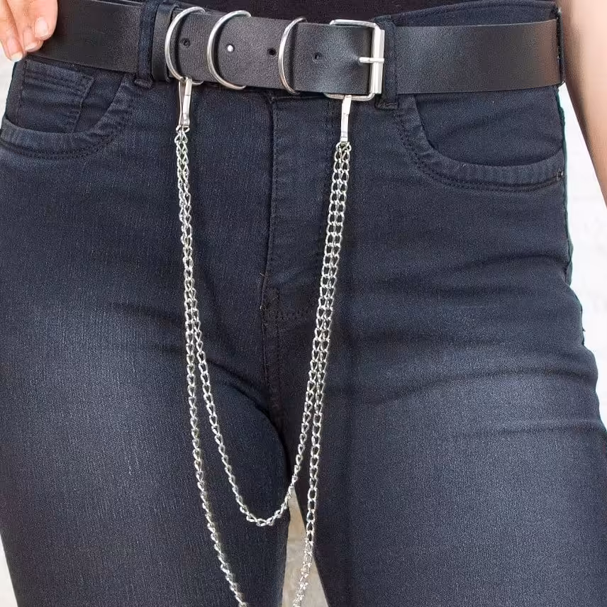 کمربند ساده تک پانچ زنجیر دار 