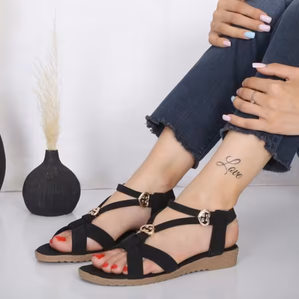 صندل زنانه مشکی مدل GHALB