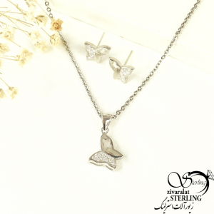 نیمست پروانه نقره طرح طلا