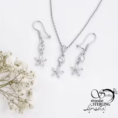 نیمست آویز شکوفه با نقره ایتالیایی کد 16637