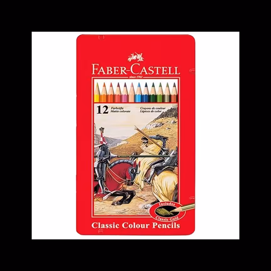 مداد رنگی 12 رنگ فلزی فابر کاستل مدل کلاسیک