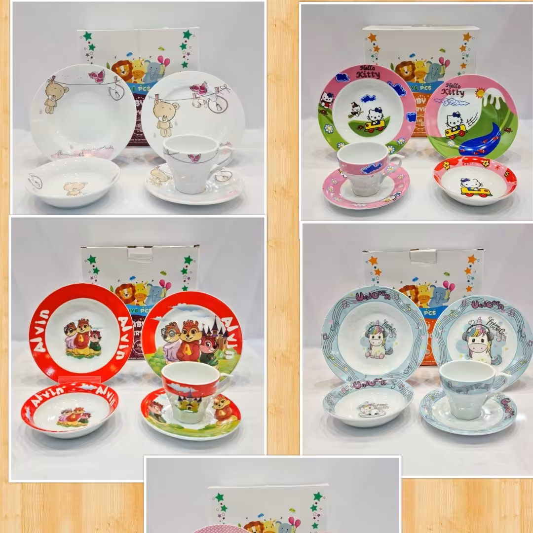 سرویس غذاخوری کودک 5 تیکه ،سرویس غذای کودک ، سرویس چینی غذا خوری کودک ،