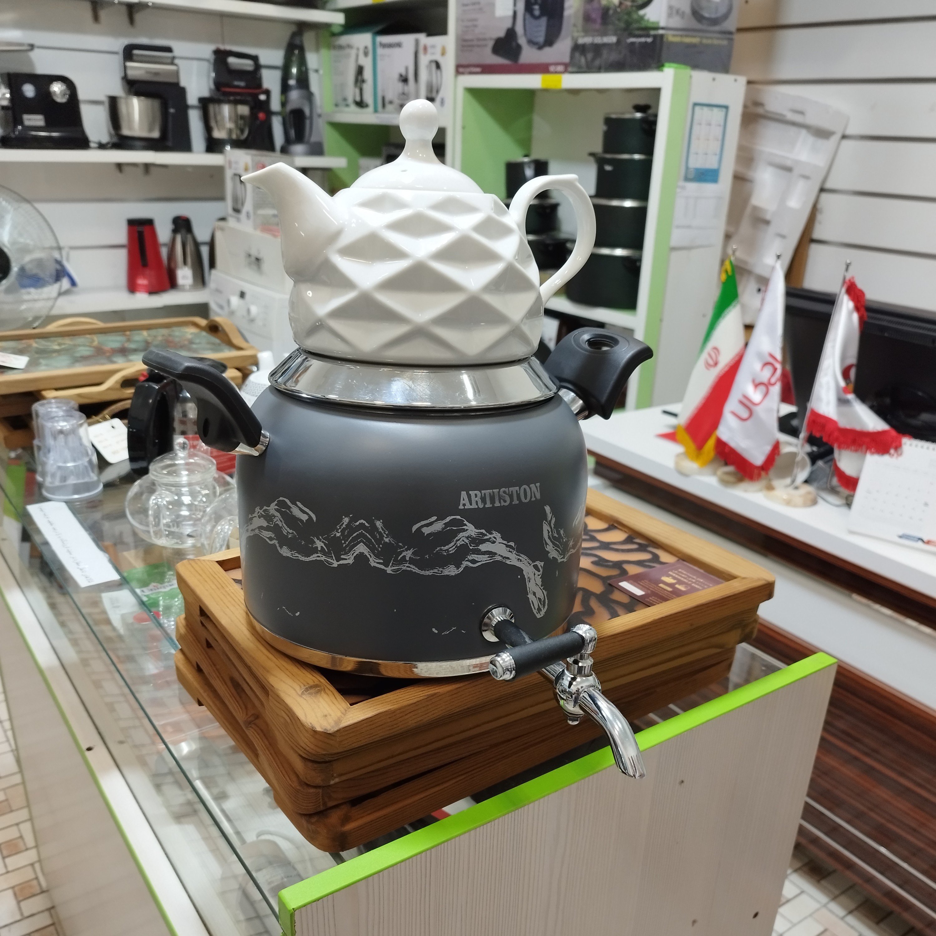 کتری و قوری استیل طرحدار آرتیستون با ظرفیت 6لیتری