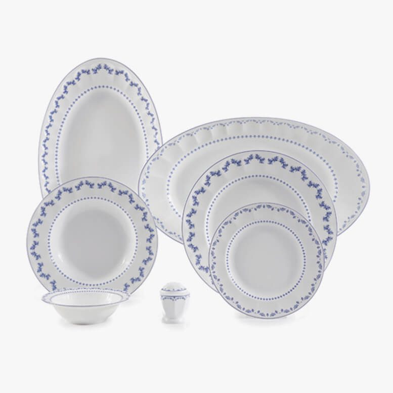 سرویس غذاخوری نئوکلاسیک فرانسیس سرمهای 29 پارچه چینی زرین