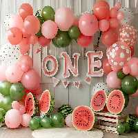 بک دراپ عکاسی تولد و یلدا با بادکنک صورتی | گرافیک با طعم تربچه