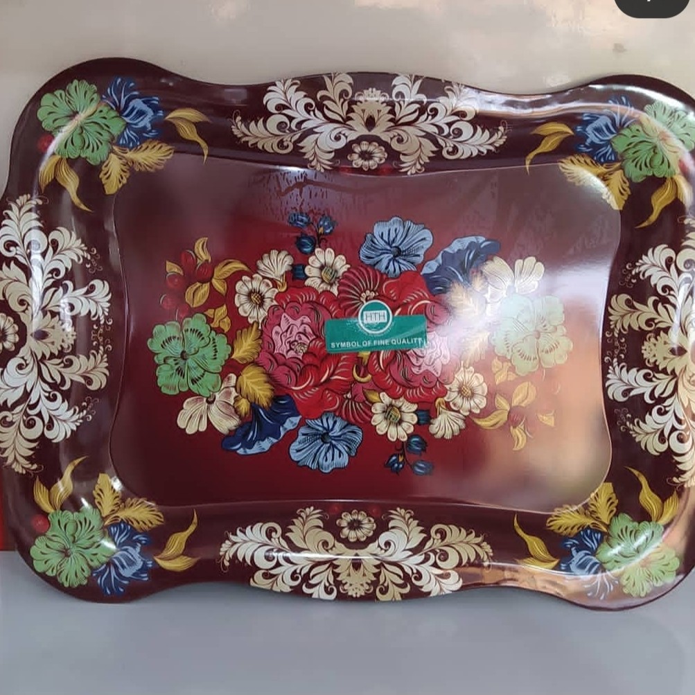سینی فلزی گلدار سایز بزرگ