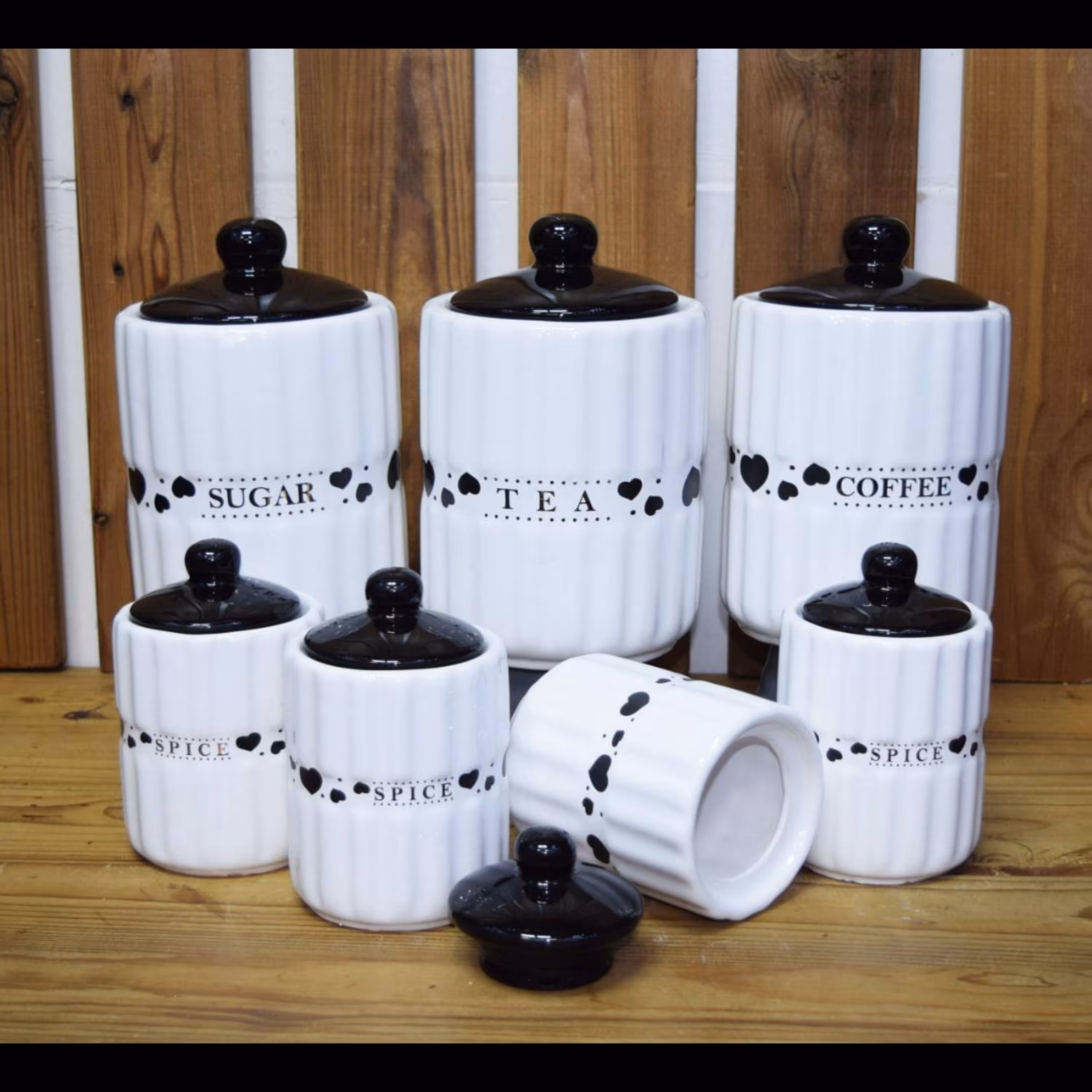 پاسماوری 7 پارچه لاو سفید مشکی سرامیکی