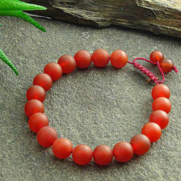 دستبند سنگ طبیعی عقیق قرمز  کد 63