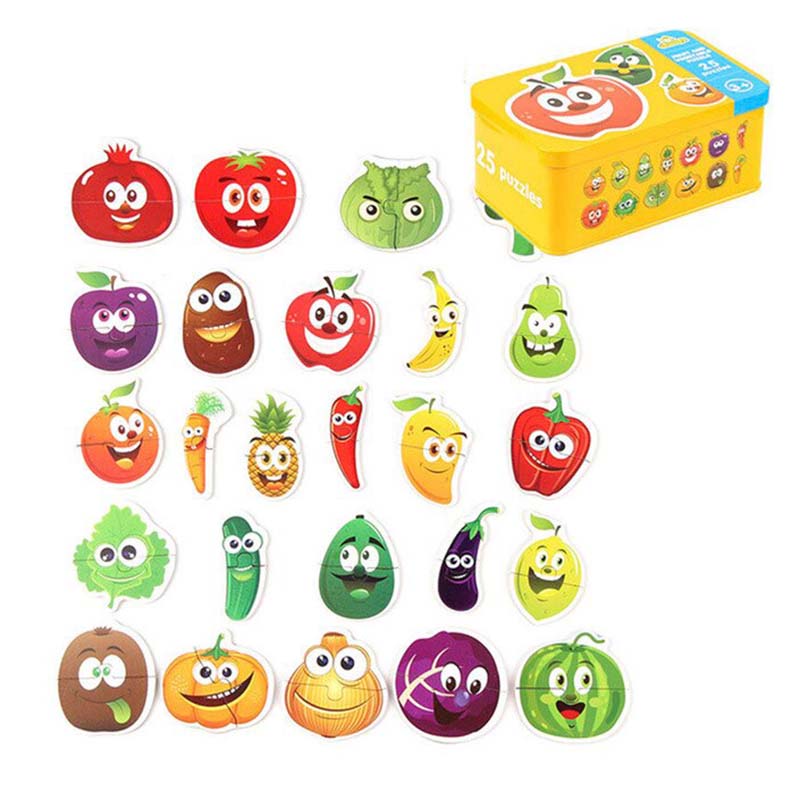 پازل با قوطی فلزی مدل میوه و سبزیجات 25 عددی کد LPPTGSK