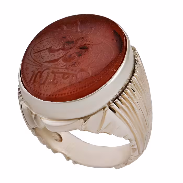 انگشتر نقره مردانه بازرگانی میلادی مدل عقیق یمنی کهنه کد AM2799