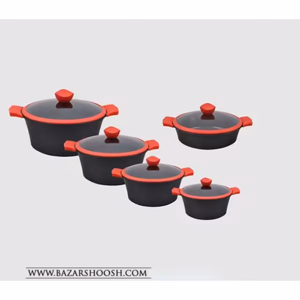 سرویس 10 پارچه تابه و قابلمه کف سرامیکی یونیک مدل UN-8823